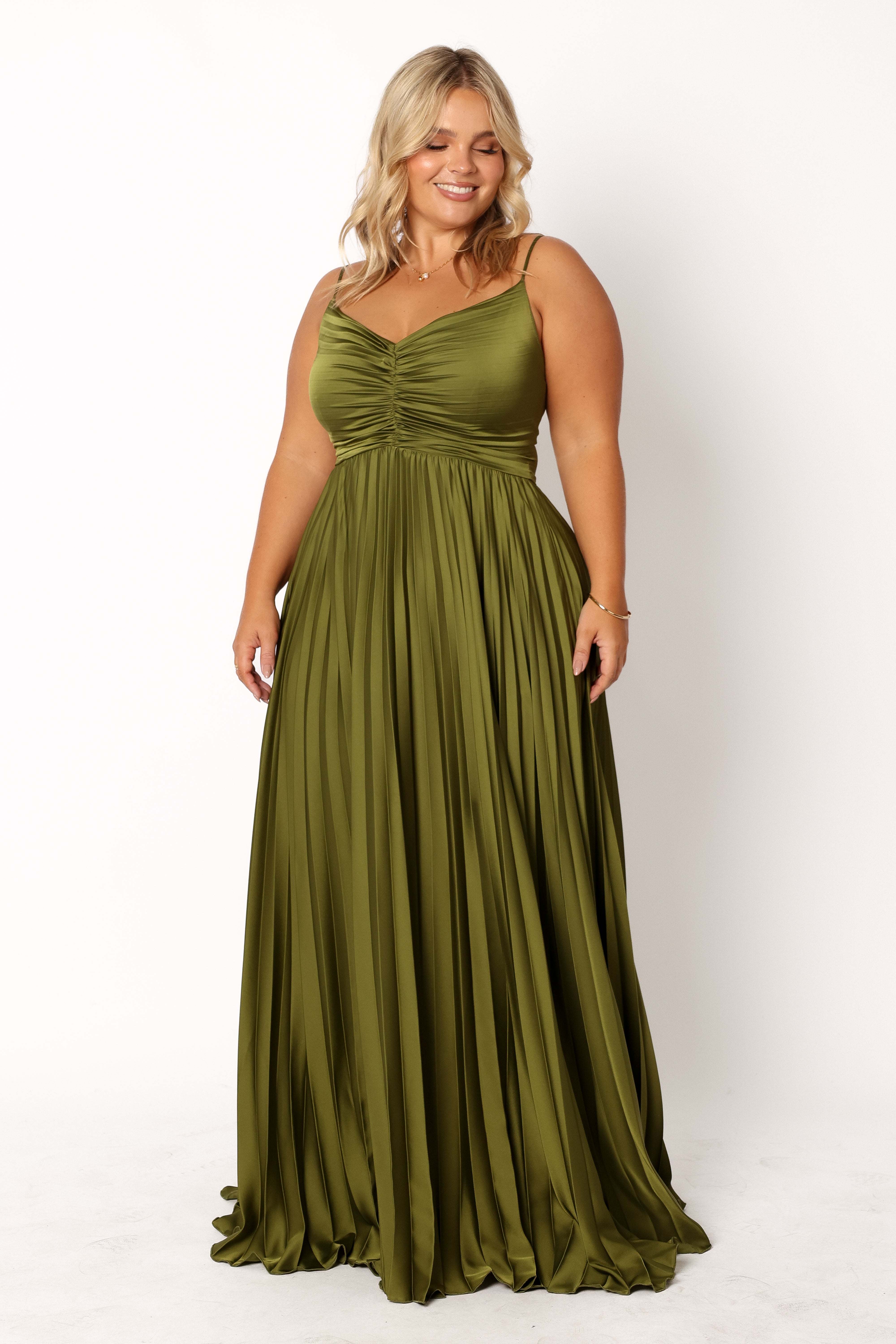 Naira Pleated Maxi Dress - Palm Green - 16 - Image 71