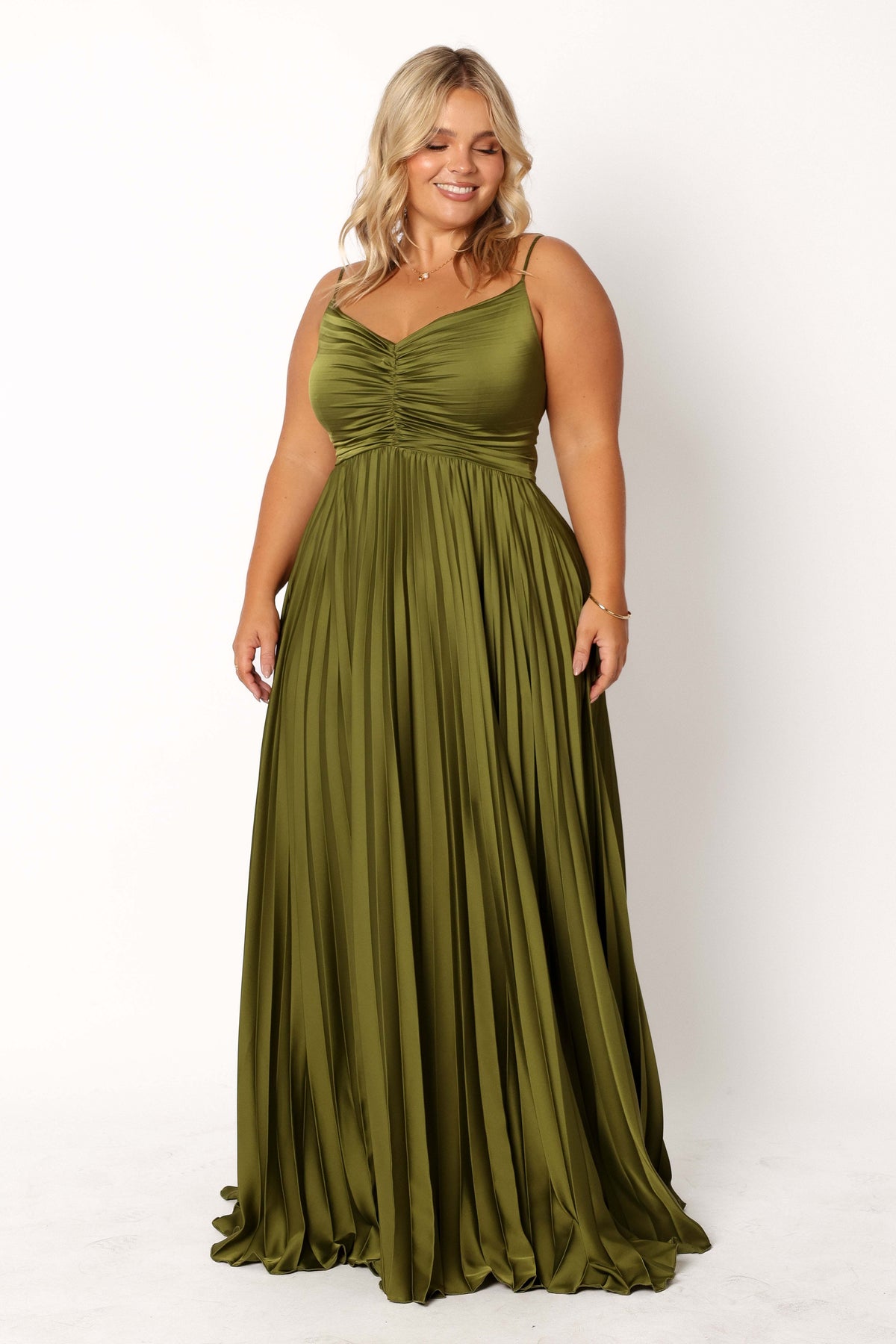 Naira Pleated Maxi Dress - Palm Green - 16 - Image 71