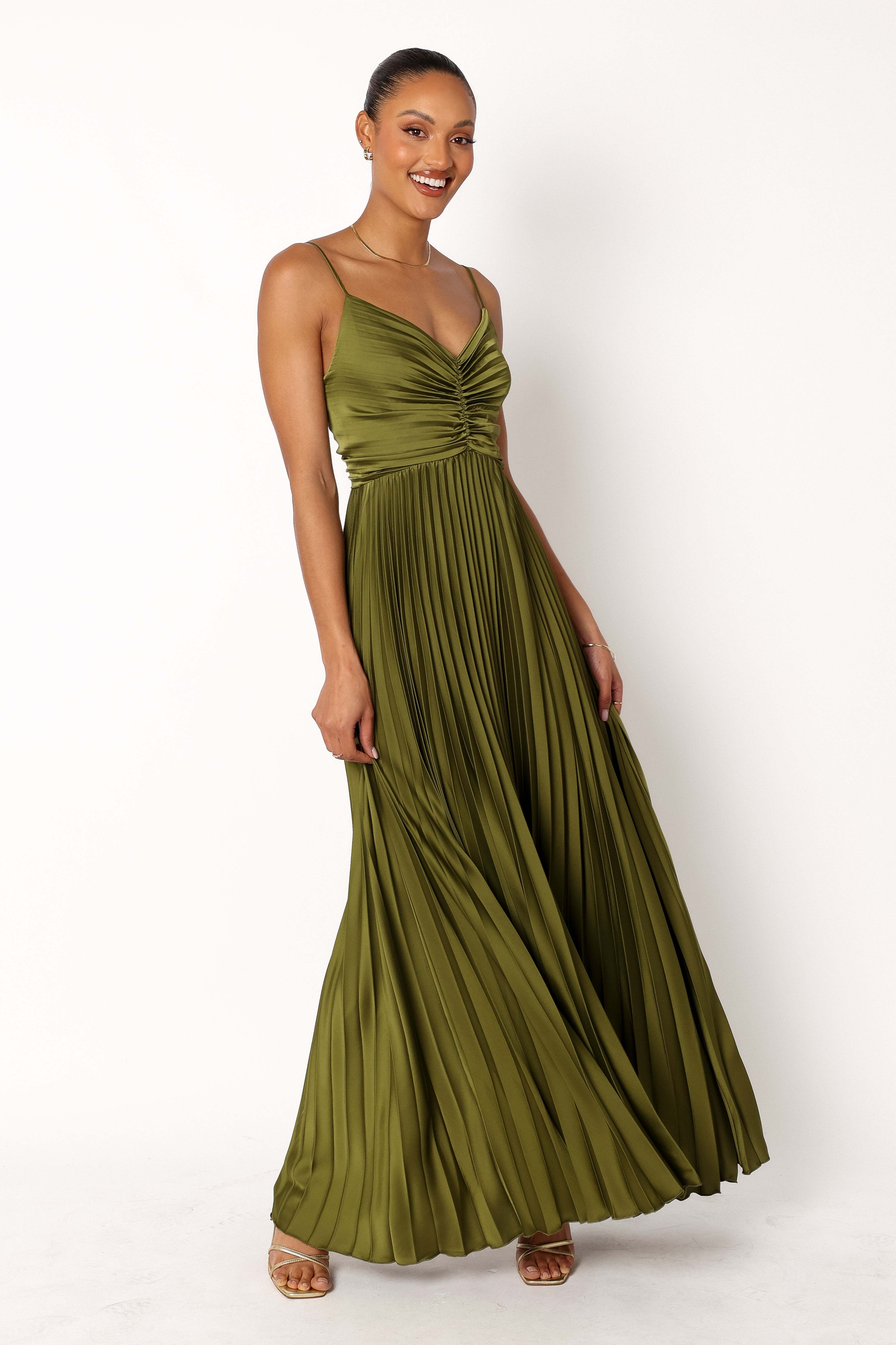 Naira Pleated Maxi Dress - Palm Green - 16 - Image 72