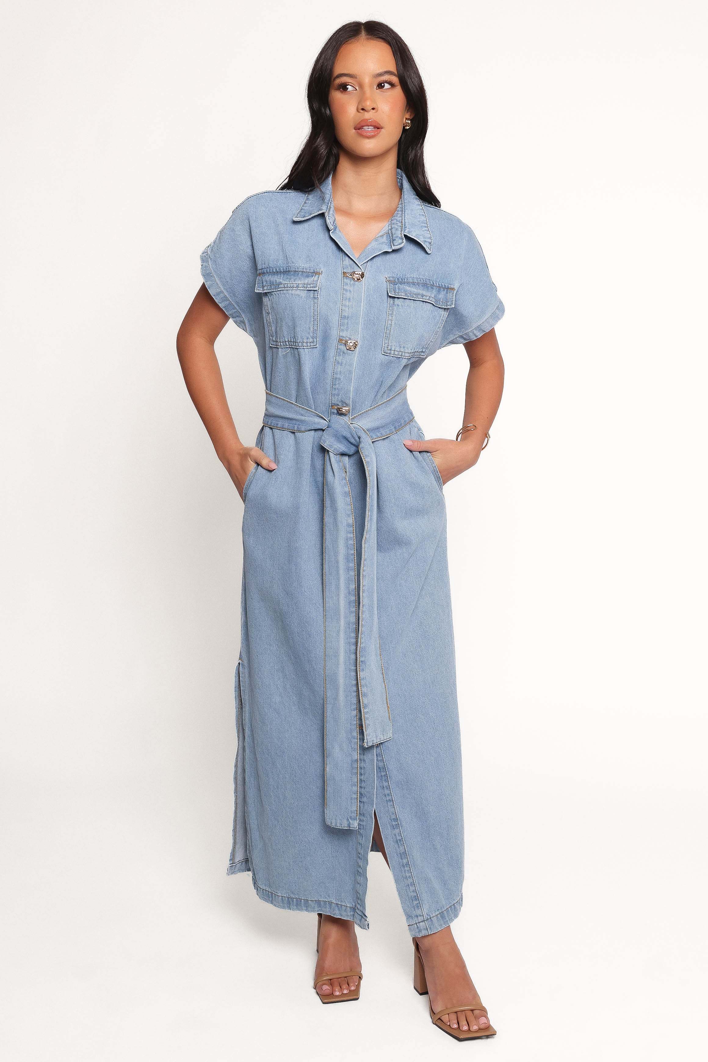 Griffin Shirt Maxi Dress - Denim - XL - Image 34