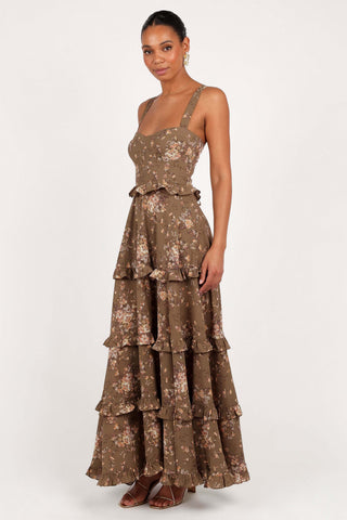 Lillee Tiered Maxi Dress - Olive Print - XL - Image 41