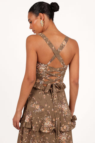 Lillee Tiered Maxi Dress - Olive Print - XL - Image 40