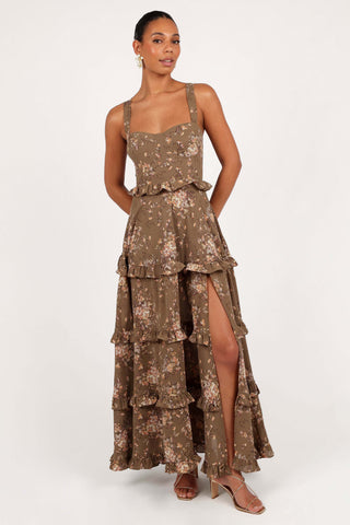 Lillee Tiered Maxi Dress - Olive Print - XL - Image 39