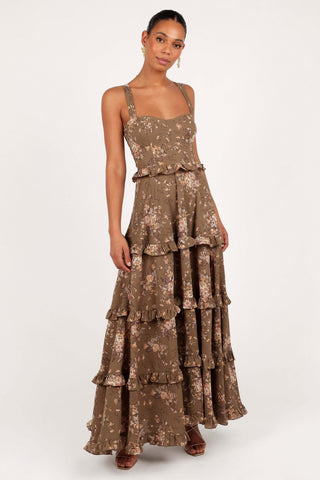 Lillee Tiered Maxi Dress - Olive Print - XL - Image 43