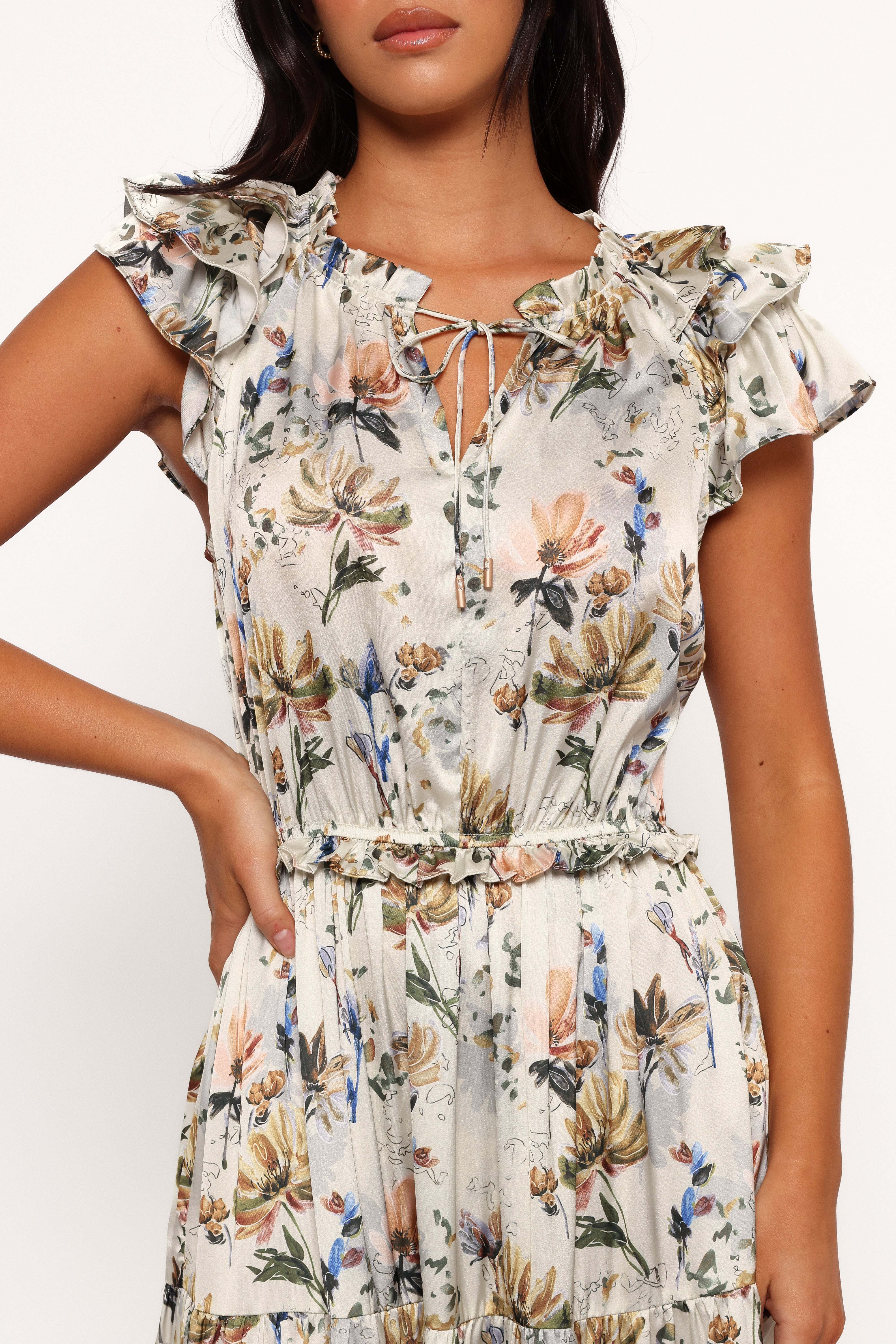 Lizzie Midi Dress - Cream Floral - XL - Image 39