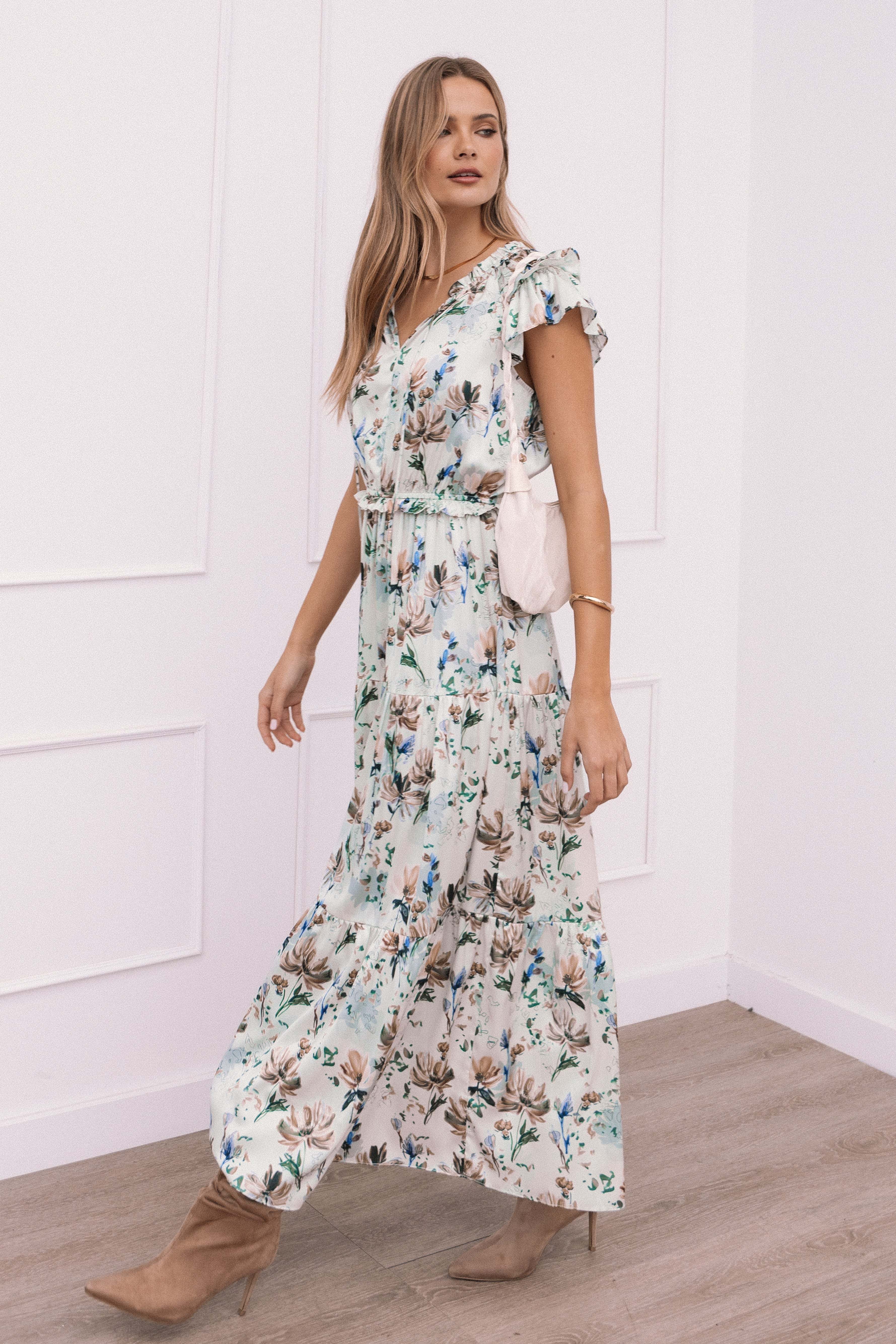 Lizzie Midi Dress - Cream Floral - XL - Image 34