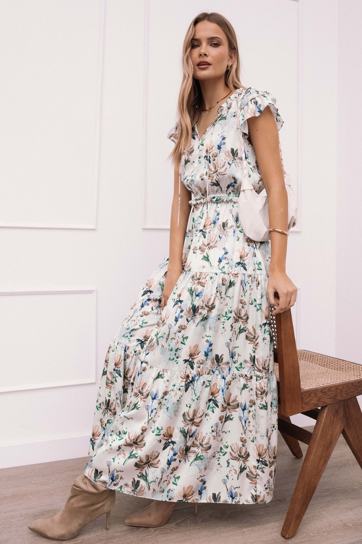 Lizzie Midi Dress - Cream Floral - XL - Image 33