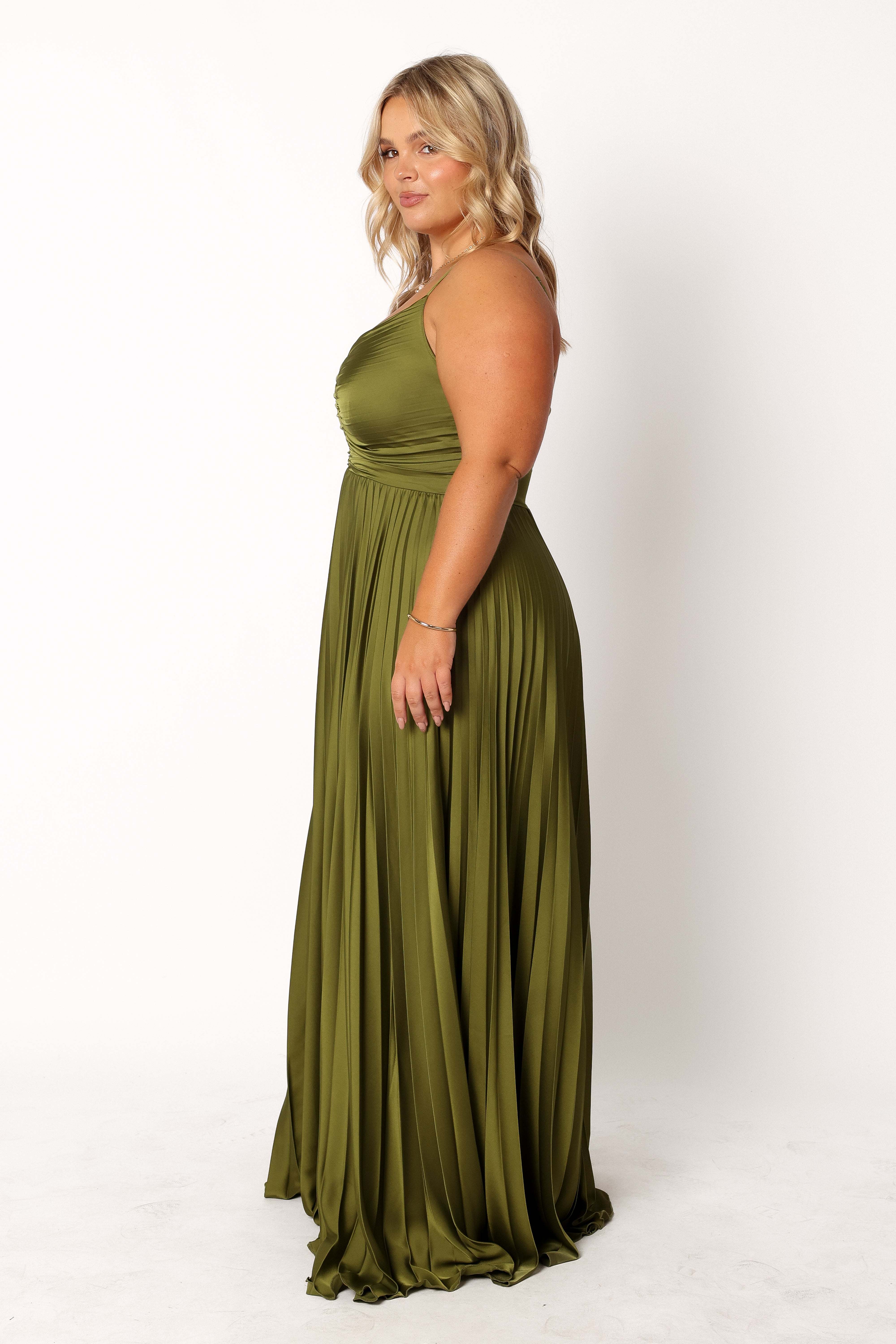 Naira Pleated Maxi Dress - Palm Green - 16 - Image 77