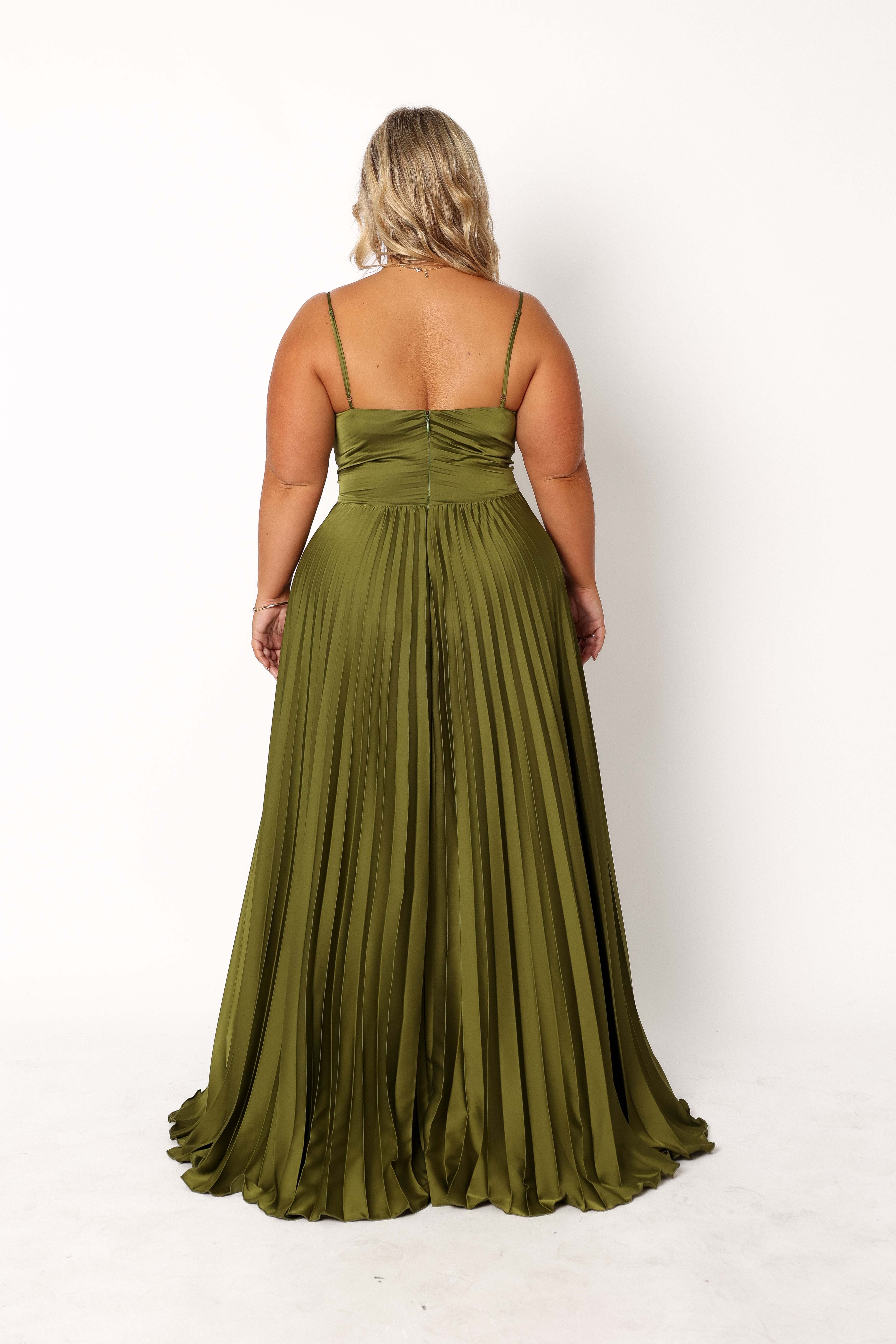Naira Pleated Maxi Dress - Palm Green - 16 - Image 78