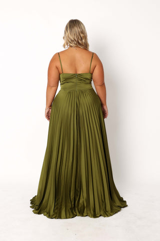 Naira Pleated Maxi Dress - Palm Green - 16 - Image 78