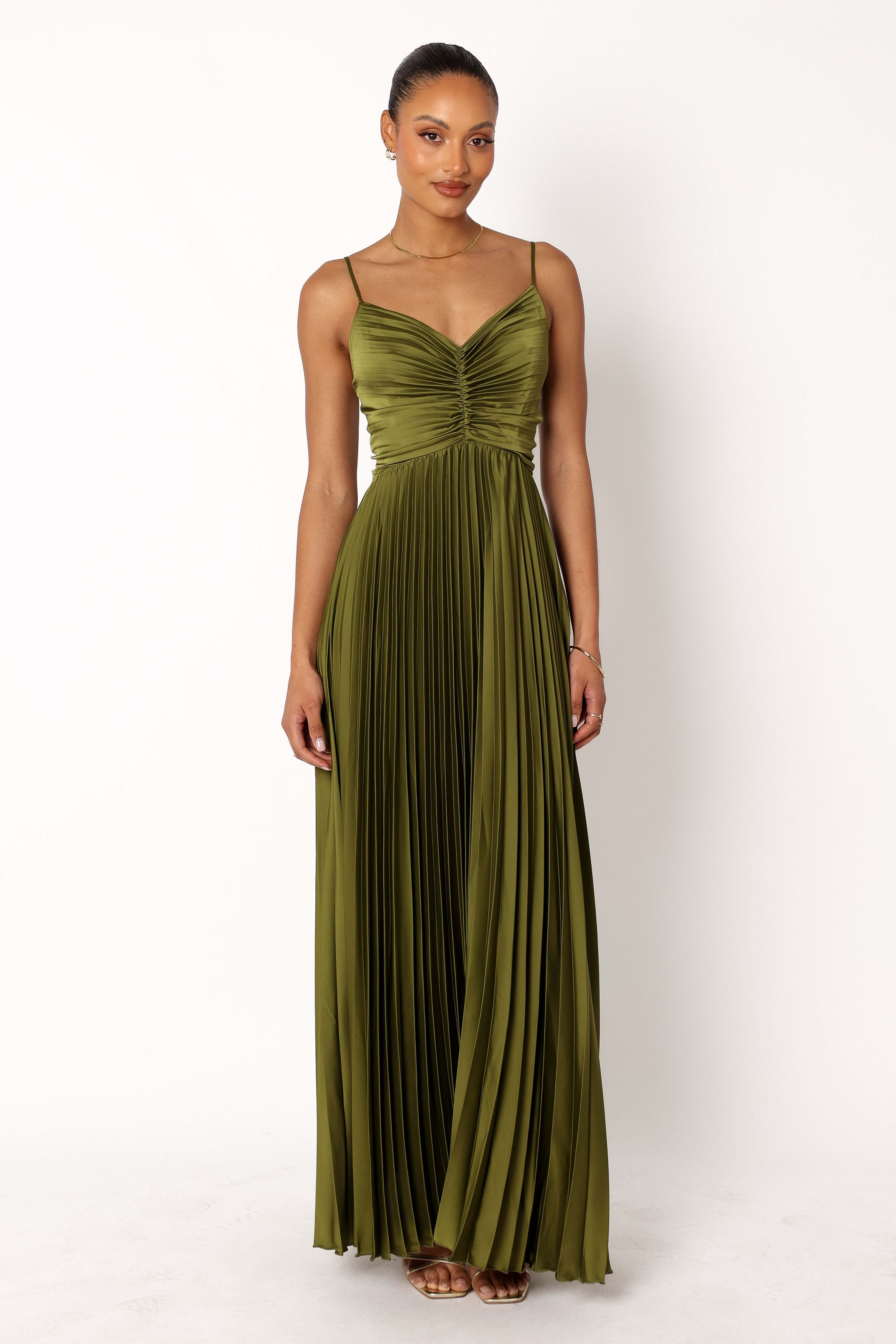 Naira Pleated Maxi Dress - Palm Green - 16 - Image 75