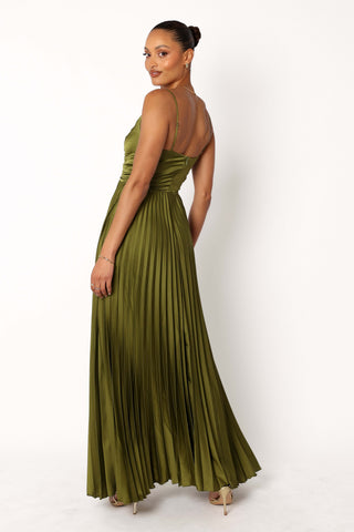 Naira Pleated Maxi Dress - Palm Green - 16 - Image 74