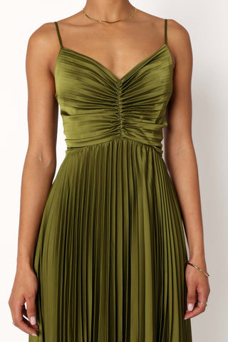 Naira Pleated Maxi Dress - Palm Green - 16 - Image 76
