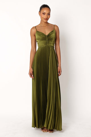 Naira Pleated Maxi Dress - Palm Green - 16 - Image 75